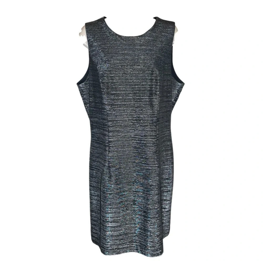 Molly Malloy metallic sheath dress career casual womens size 14 sleeveless